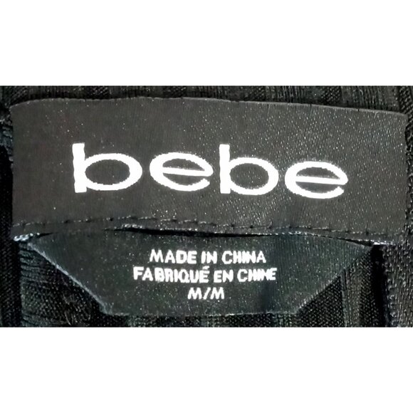 bebe Racer Halter Neck Rib Knit Black Bodycon Dress Sz M - Picture 7 of 9